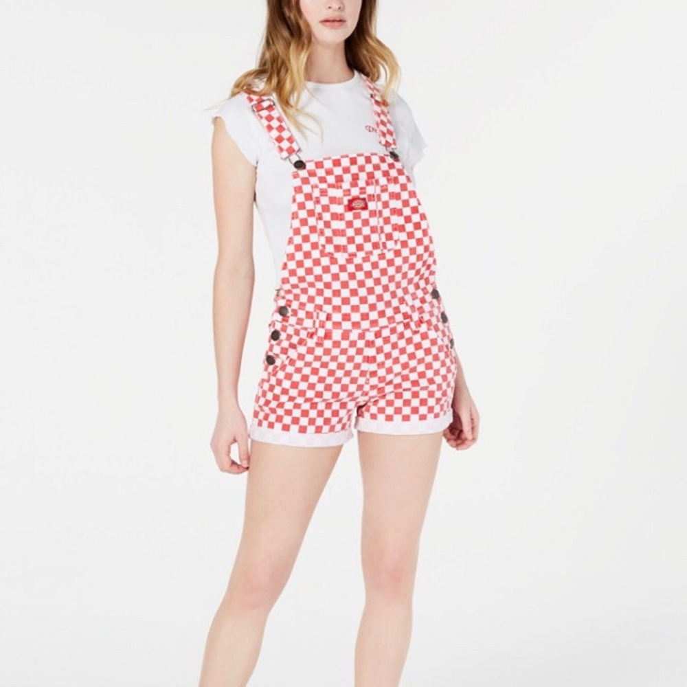 Dickies Checkered Roll-Hem Shortalls